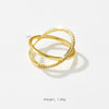 Simple All Match Cross Design Women's Light Luxury Stacked Finger Ring In Copper With Geometric Pattern And Electroplating
