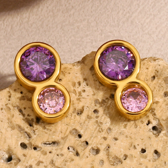 Simple All Match Elegant Round Fashionable Stainless Steel 18K Gold Plated 8 Shaped Geometric Earrings For Women
