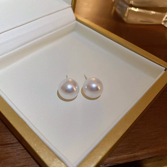 Simple All Match Women's Imitation Pearl Earrings With Geometric Design And Pearl Inlaid Treatment