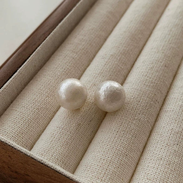 Simple All Match Women's Imitation Pearl Earrings With Geometric Design And Pearl Inlaid Treatment