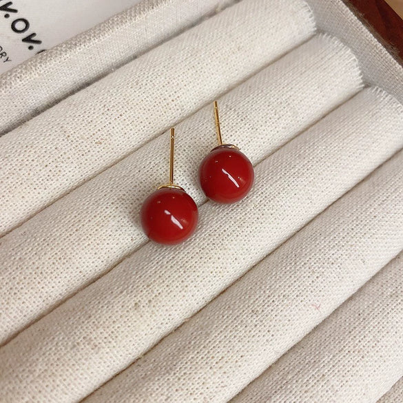 Simple All Match Women's Imitation Pearl Earrings With Geometric Design And Pearl Inlaid Treatment