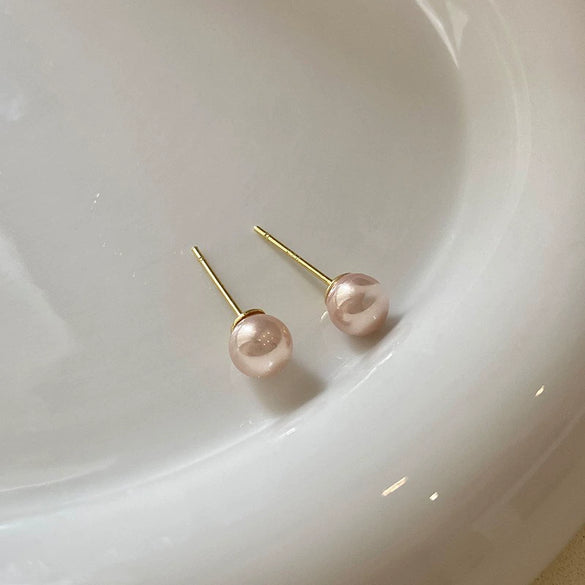 Simple All Match Women's Imitation Pearl Earrings With Geometric Design And Pearl Inlaid Treatment