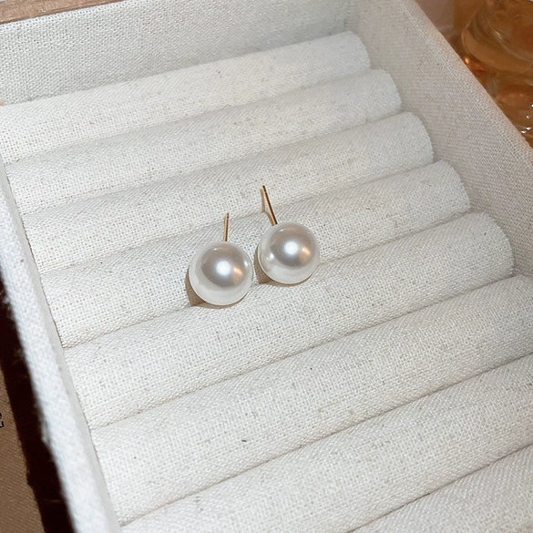 Simple All Match Women's Imitation Pearl Earrings With Geometric Design And Pearl Inlaid Treatment