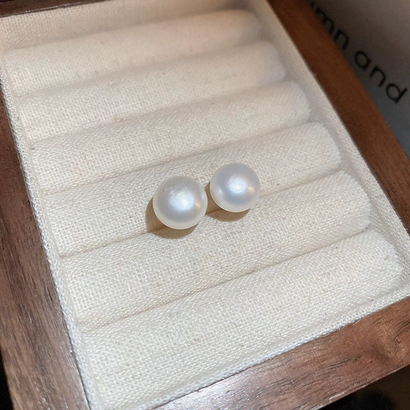 Simple All Match Women's Imitation Pearl Earrings With Geometric Design And Pearl Inlaid Treatment