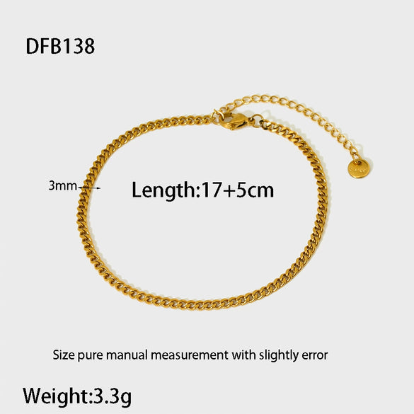 Simple Allmatch Geometric Stainless Steel Electroplated Twist Chain Figaro Chain Watch Strap Bracelet Unisex