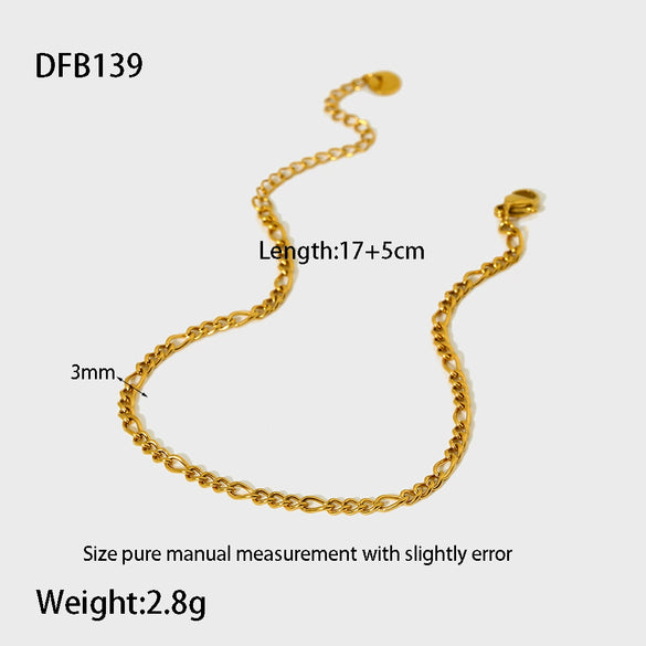 Simple Allmatch Geometric Stainless Steel Electroplated Twist Chain Figaro Chain Watch Strap Bracelet Unisex