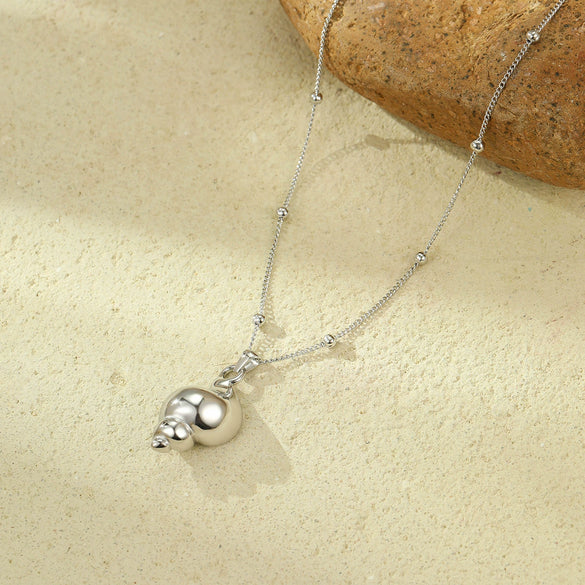Simple Allmatch Golden Conch Pendant Stainless Steel Necklace For Women Electroplated