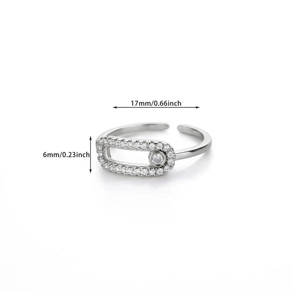 Simple Allmatch Index Finger Ring For Women Microinlaid Zircon Stainless Steel Opening Ring Electroplated