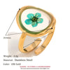 Simple Allmatch Popular Bracelet And Ring Stainless Steel Electroplated 18K Gold Green Dried Flower Acrylic