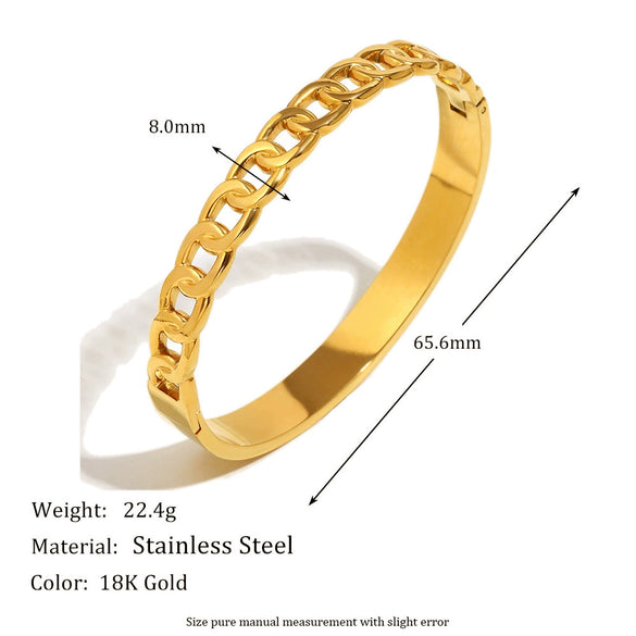 Simple Allmatch Temperament Light Luxury Hand Jewelry Stainless Steel 18K Gold Plated Chain Buckle Bracelet With Geometric Style And Electroplating Processing