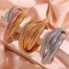 Simple Allmatch Titanium Stainless Steel 18K Gold Plated Threelayer Winding Elastic Snake Chain Bracelet For Women