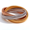Simple Allmatch Titanium Stainless Steel 18K Gold Plated Threelayer Winding Elastic Snake Chain Bracelet For Women