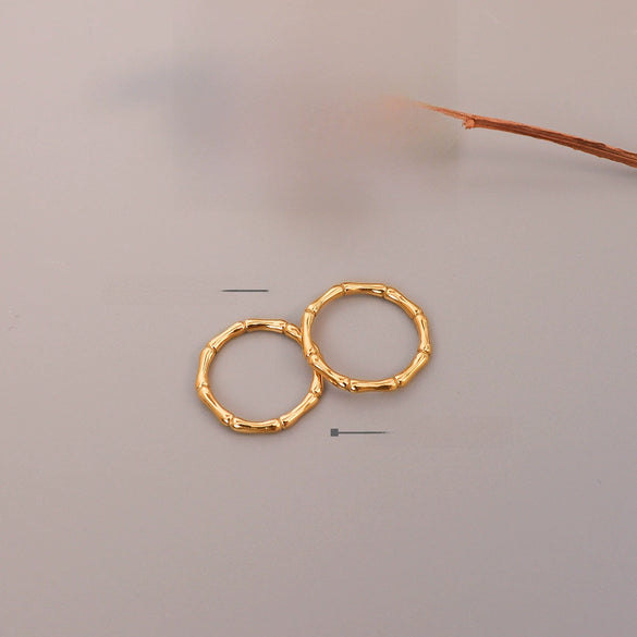 Simple Allmatch Women's Bamboo Ring In 316L Stainless Steel With 18K Gold Plated Electroplating And Geometric Design