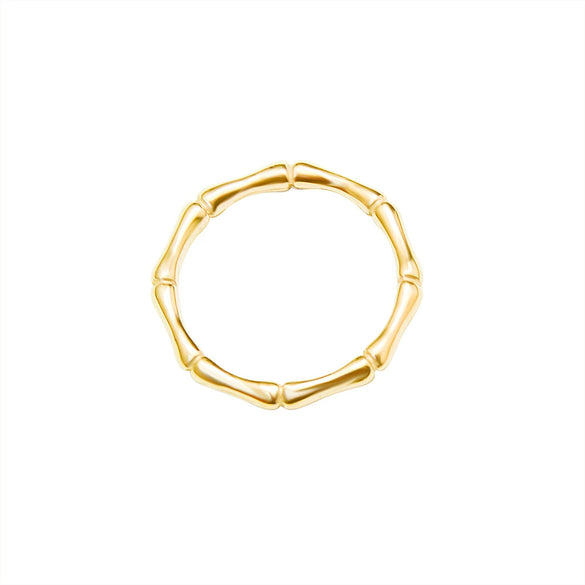 Simple Allmatch Women's Bamboo Ring In 316L Stainless Steel With 18K Gold Plated Electroplating And Geometric Design