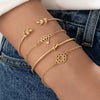 Simple Alloy Electroplated Open Bracelet With Cactus Leaf Pineapple Letter Arrow And Knotted Design