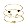Simple Alloy Electroplated Open Bracelet With Cactus Leaf Pineapple Letter Arrow And Knotted Design