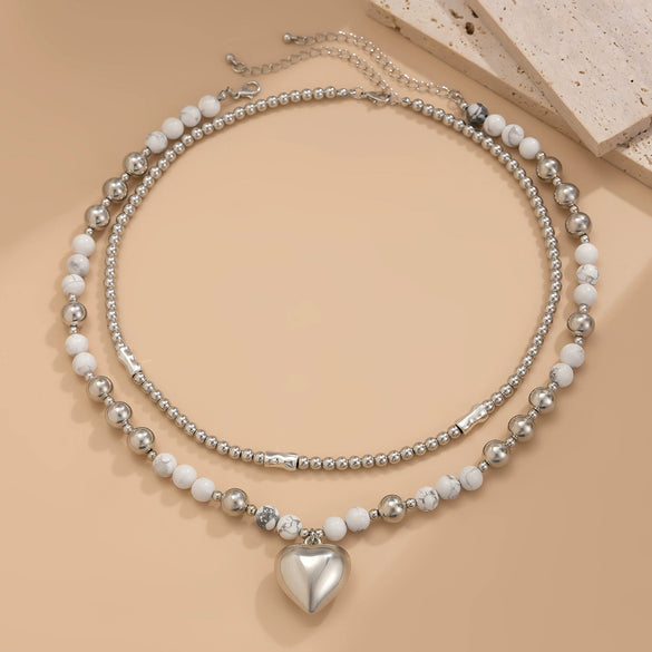 Simple Alloy Heart Pendant Necklace With Electroplating Treatment