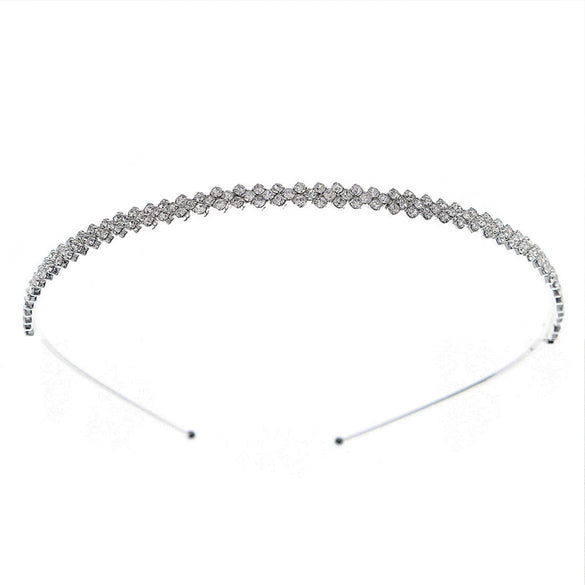 Simple Alloy Rhinestone Thin Headband For Women Diamond Inlay Hairband Elegant Daily Hair Jewelry