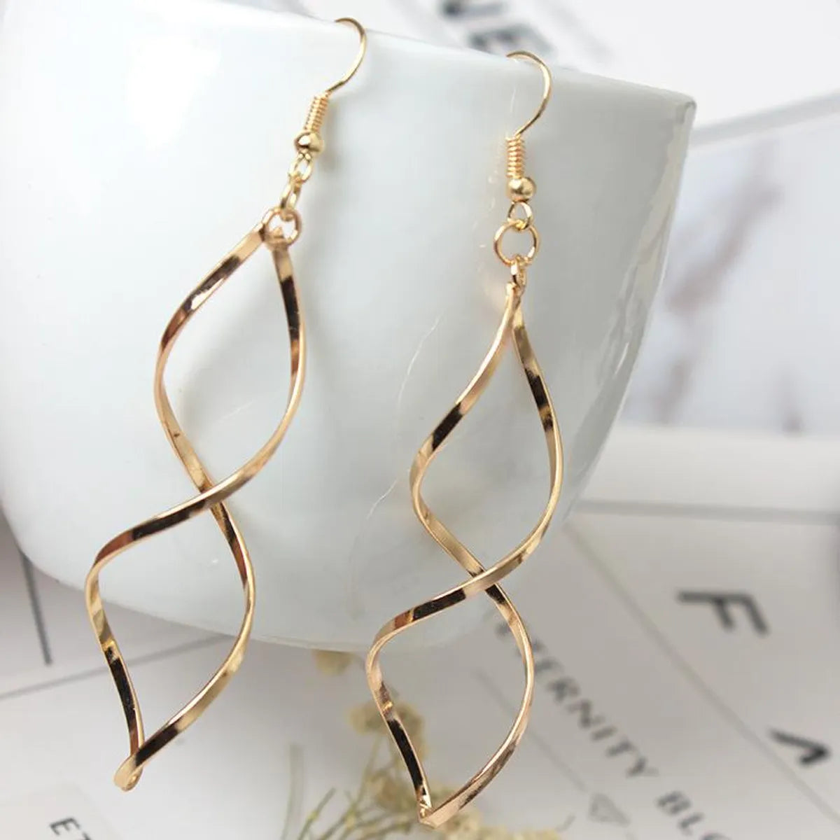 Simple Alloy Spiral Curved Earrings Nhpf145206