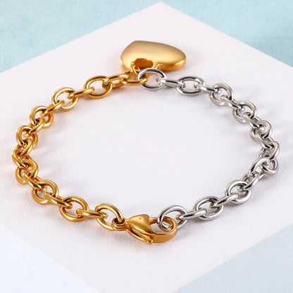 Simple And Creative Gold Stainless Steel Heart Bracelet Wholesale