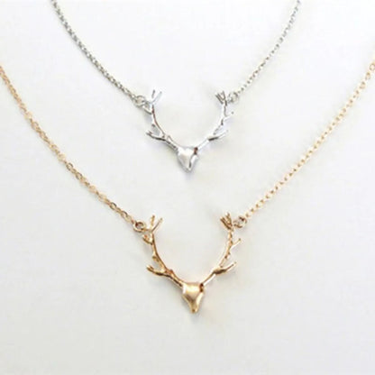 Simple Antler Necklace Christmas Elk Reindeer Pendant Necklace Female Clavicle Chain Fawn Antler Necklace Wholesale