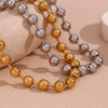 Simple Bead Chain Necklace For Women Exaggerated Personality Stainless Steel With 18K Gold Plated Geometric Design Electroplated