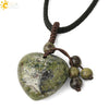 Simple Beaded Natural Crystal Stone Heartshaped Necklace For Men And Women