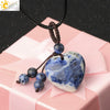 Simple Beaded Natural Crystal Stone Heartshaped Necklace For Men And Women