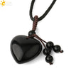 Simple Beaded Natural Crystal Stone Heartshaped Necklace For Men And Women