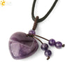 Simple Beaded Natural Crystal Stone Heartshaped Necklace For Men And Women