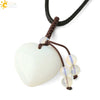 Simple Beaded Natural Crystal Stone Heartshaped Necklace For Men And Women