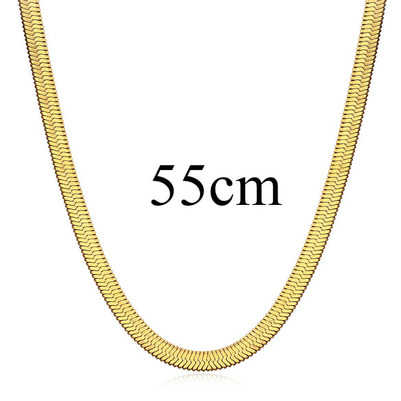 Simple Blade Titanium Steel Necklace With Geometric Style Flat Snake Bone Chain