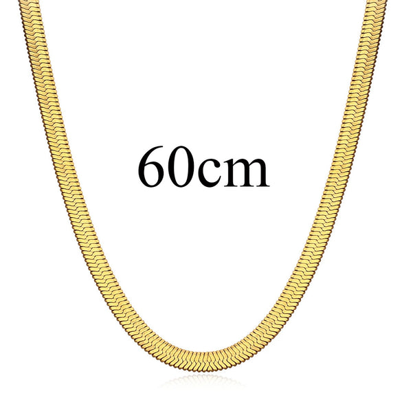 Simple Blade Titanium Steel Necklace With Geometric Style Flat Snake Bone Chain