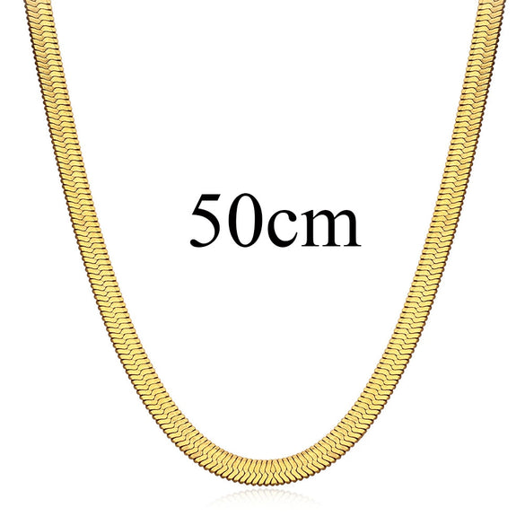 Simple Blade Titanium Steel Necklace With Geometric Style Flat Snake Bone Chain