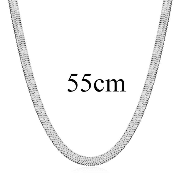 Simple Blade Titanium Steel Necklace With Geometric Style Flat Snake Bone Chain