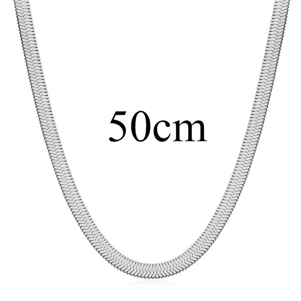 Simple Blade Titanium Steel Necklace With Geometric Style Flat Snake Bone Chain