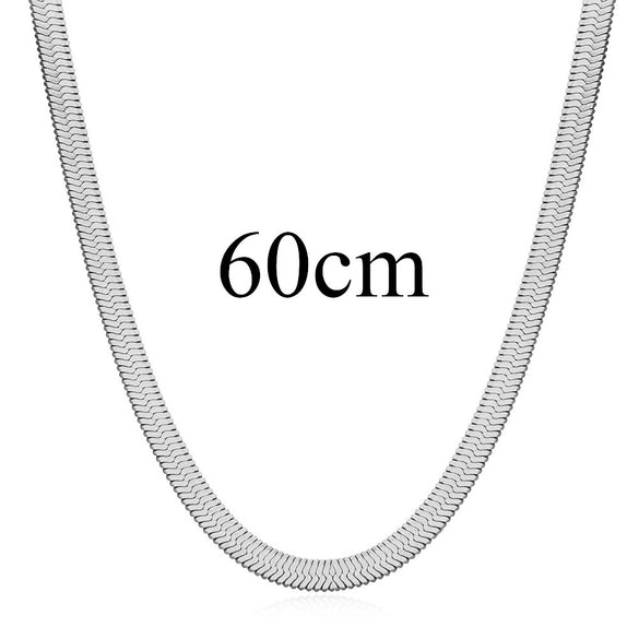 Simple Blade Titanium Steel Necklace With Geometric Style Flat Snake Bone Chain