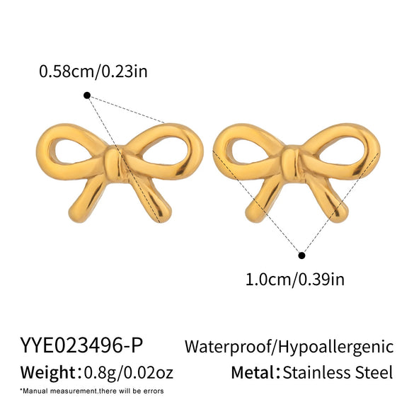 Simple Bow Earrings For Women Stainless Steel Electroplated Elegant Classic Campus Jewelry Accessories