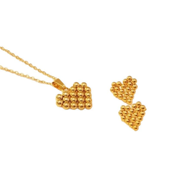 Simple Bow Stainless Steel Jewelry Set With Roman Medallion Irregular Love Pattern Electroplated For Women
