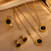 Simple Bow Stainless Steel Jewelry Set With Roman Medallion Irregular Love Pattern Electroplated For Women