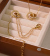 Simple Bow Stainless Steel Jewelry Set With Roman Medallion Irregular Love Pattern Electroplated For Women