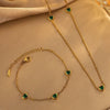 Simple Bow Stainless Steel Jewelry Set With Roman Medallion Irregular Love Pattern Electroplated For Women