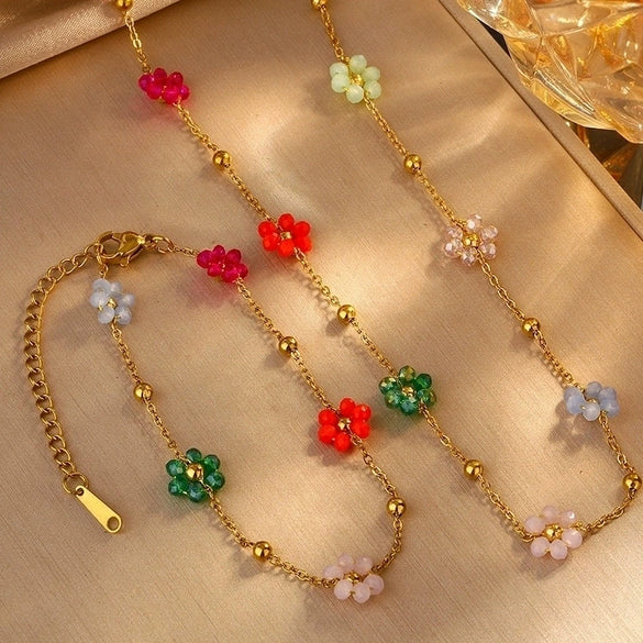 Simple Bow Stainless Steel Jewelry Set With Roman Medallion Irregular Love Pattern Electroplated For Women