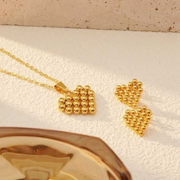 Simple Bow Stainless Steel Jewelry Set With Roman Medallion Irregular Love Pattern Electroplated For Women