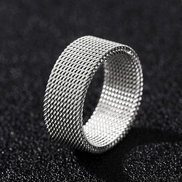 Simple Braided Unisex Stainless Steel Geometric Ring Electroplated Jewelry