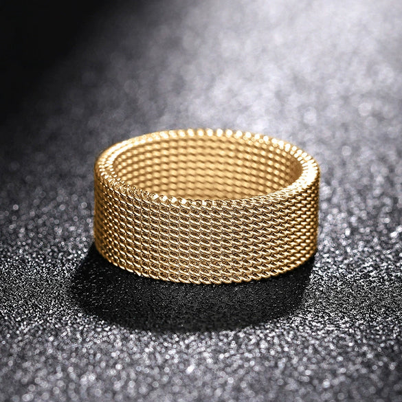 Simple Braided Unisex Stainless Steel Geometric Ring Electroplated Jewelry