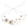 Simple Bridal Flower Alloy Handmade Hair Band With Pearl And Rhinestone Accents Rhombus Pattern Wedding Headpiece