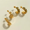 Simple C Shaped Stainless Steel Diamond Earrings With Electroplating For Women Geometric Style