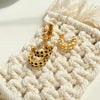 Simple C Shaped Stainless Steel Diamond Earrings With Electroplating For Women Geometric Style