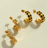 Simple C Shaped Stainless Steel Diamond Earrings With Electroplating For Women Geometric Style